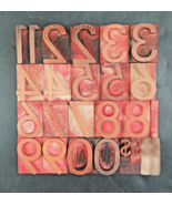 Lot Of 25 Wood &amp; Metal Numerals &amp; Punctuation Red Type Printers Block Cu... - $60.00