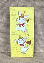 Ephemera Vintage Fairfield Bunny Rabbit w Bell And Horn Greeting Card Ki... - $2.97