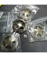 4 Vintage Silver /Gold Tone Metal Cowboy Sheriff Stars w/screw Leather W... - $14.85