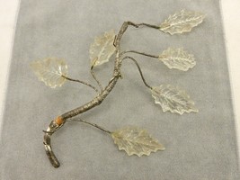 Wire Branch With 6 Glass Holly Leaves, Vintage Wall Decor, Floral Display - £18.37 GBP