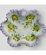 Hand Painted Porcelain Scalloped Bowl - Purple Floral Gold Gilt - J. Rot... - $34.62