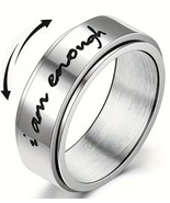 Inspirational &quot;i am enough&quot; Stainless Steel Anxiety Wide Band Spin Ring ... - $20.00