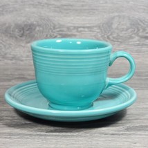 Fiesta Tea Cup &amp; Saucer Set Turquoise Homer Laughlin HLC Fiestaware Made... - £7.00 GBP