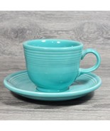 Fiesta Tea Cup &amp; Saucer Set Turquoise Homer Laughlin HLC Fiestaware Made... - $8.79