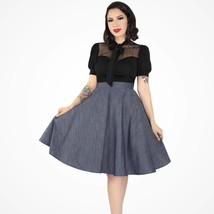 Vintage Inspired Circle Skirt, Flowy Denim Skirt With Pockets - £31.41 GBP