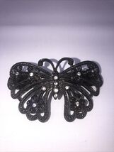 Vintage Metal  Silver Colored Butterfly Barrette/ Gemstones - $29.70