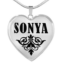 Sonya v01 - Heart Pendant Luxury Necklace Personalized Name Gifts - £32.08 GBP