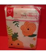 Home Gift Tablecloth 60 x 102 Vinyl Peach Flower Floral Rectangular Tabl... - £12.75 GBP