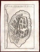 ca 1748 Plan de L&#39;Isle et Ville de Quiloa Tanzania Africa Map Bellin Kilwa Ki... - £51.74 GBP