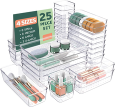 Clear Plastic Drawer Organizers [25 PCS] Drawer Organizer Bins - £18.40 GBP