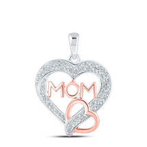 10kt Two-tone Gold Womens Round Diamond Mom Heart Pendant 1/4 Cttw - £309.03 GBP