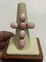 Sterling Silver Pink Conch Cross Ring Size 8 - £81.33 GBP