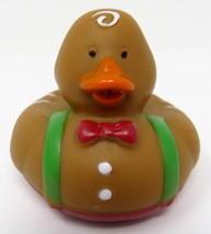 Gingerbread Boy Rubber Duck 2&quot; Christmas Red Tie Green Suspenders Ducky ... - $8.50