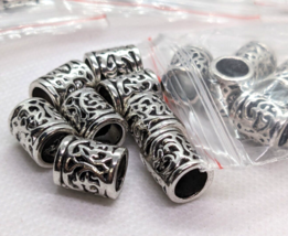 Large Lot Metal Silver Color Barrel Bead Spacers 12mm Jewelry Findings N... - £9.76 GBP