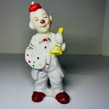 Clown Figurine Statue Painter Vintage Hand Painted Small White Porcelain Shape - £11.83 GBP