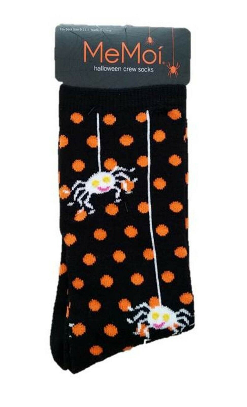 Primary image for MeMoi Halloween Themed Spider Crawl Black Crew Sock ( 9 11 ) FREE SHIPPING