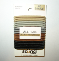 Scunci Hair Bands Elastic No Damage Ponytail Holders Tan Black Brown NEW 18ct - £5.38 GBP