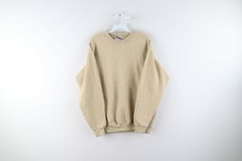 Vintage 90s Streetwear Mens Medium Blank Faded Crewneck Sweatshirt Sand Brown - £39.65 GBP