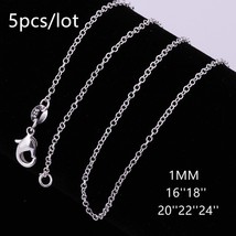 5pcs/lot Simple Fashion 925 Silver 1mm Basic Chain Necklaces For Women O Word Ch - £12.68 GBP