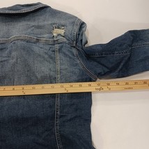 G by Guess Women's Blue Denim Distressed Long Sleeves Jacket Pockets Size Medium image 5