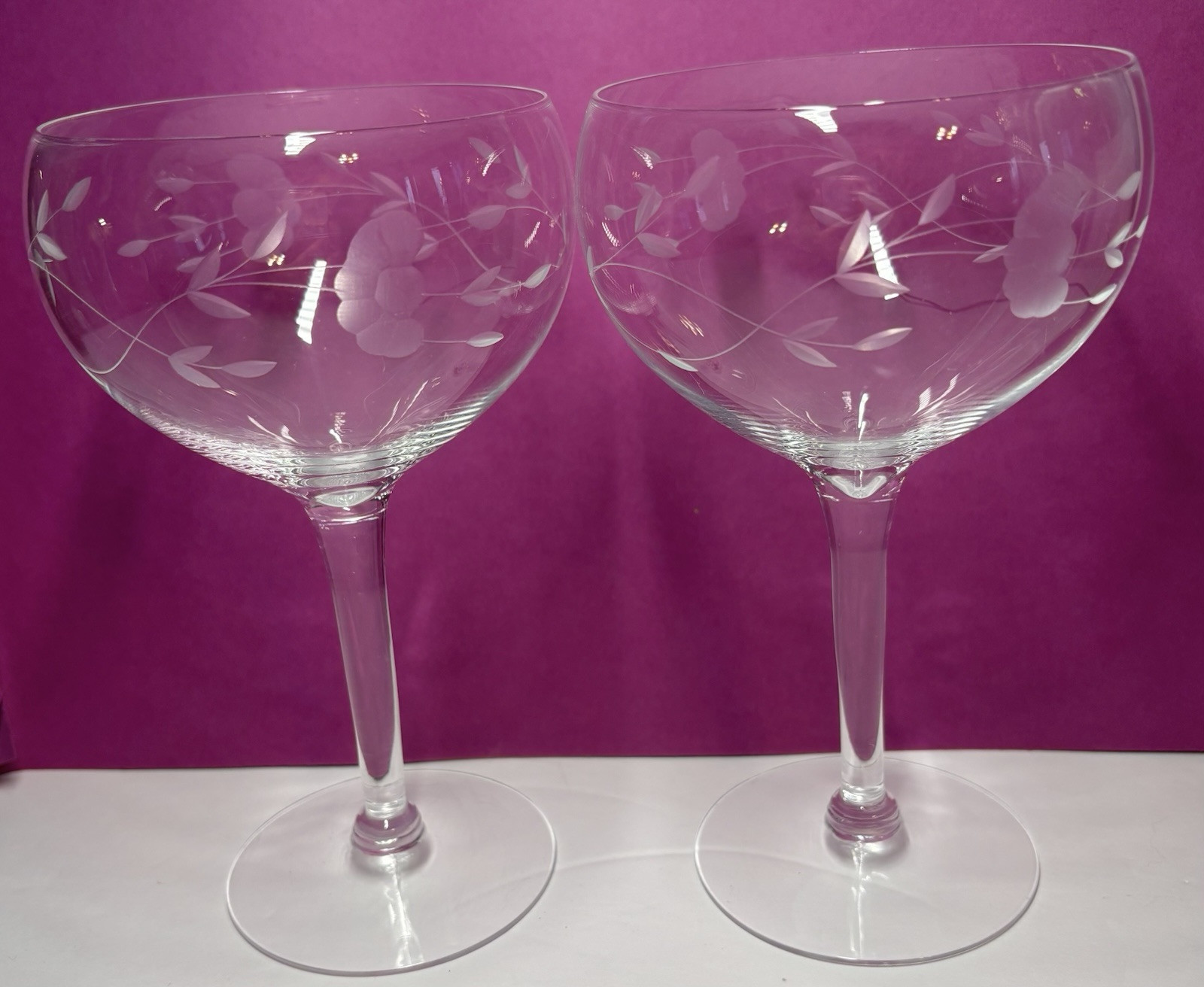 2 crystal Princess House Heritage 6 3/4” burgundy wine glasses - $28.71