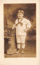 YOUNG SHILD WEARING SAILOR OUTFIT POSES FOR PHOTOGRAPH~REAL PHOTO POSTCA... - £8.85 GBP