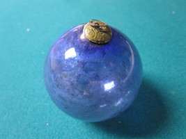 Kugel GERMANY Antique 2 1/2&quot; Christmas ornament hand blown glass blue co... - $105.92