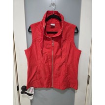 Vintage Columbia Red Zip Vest Womens L Hiking Trail Outdoor Utility Travel - $334.80 MXN