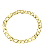 Men&#39;s Figaro Link Chain Bracelet 14k Solid Yellow Gold Handmade 17g 7mm - £898.06 GBP