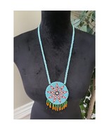 Women Fashion Native American Multi Micro Glass Beads Medallion Necklace... - $33.70 CAD