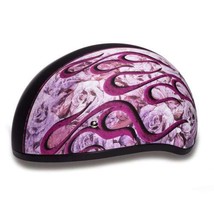 Daytona Skull CAP W/ FLAMES Pink Shell Motorcycle DOT Approved Daytona Helmet - $91.76