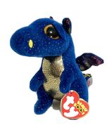 Ty Beanie Boos SAFFIRE the Blue Dragon 6&quot; Big Eyes Excellent Condition - $8.76