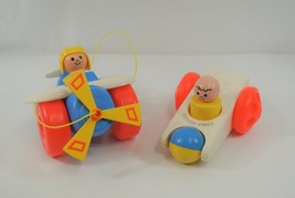 Fisher-Price Vintage Toy Lot of 2 Airplane Click &#39;N Clatter Vehicle 171 417 1975 - £23.34 GBP