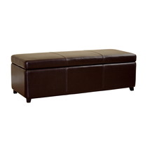 Davet Brown Faux Leather Storage Bench Ottoman w/Stitching - $5,424.82 MXN