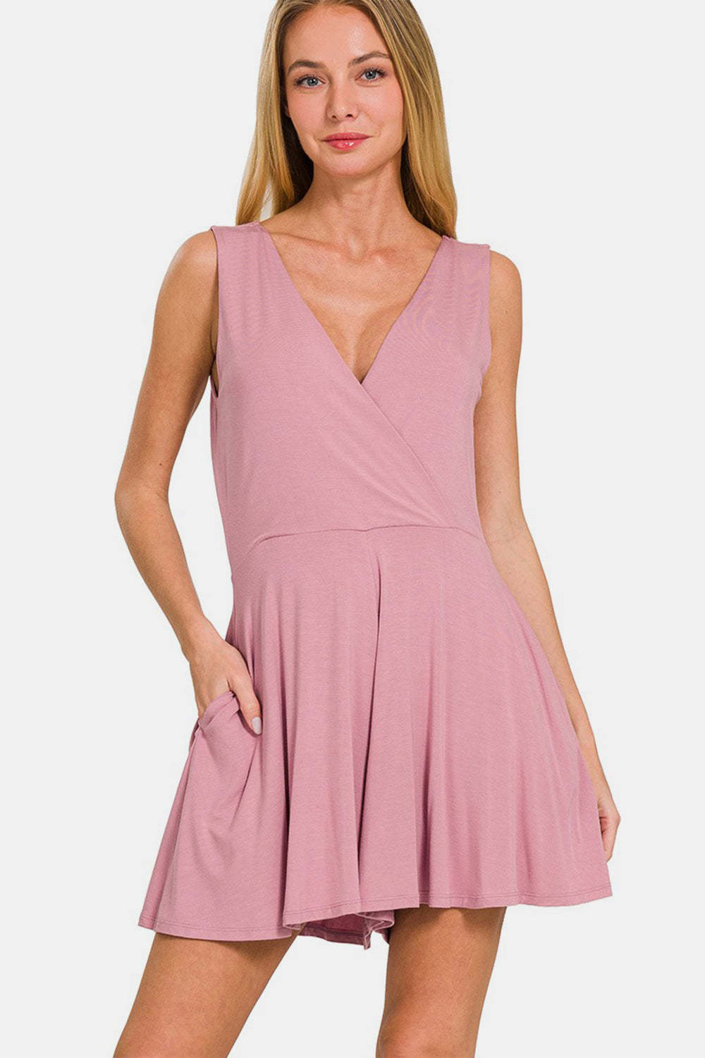 Zenana Surplice Neckline Sleeveless Romper - $26.04