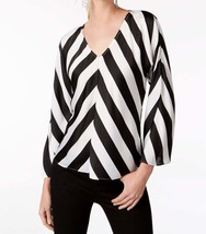 allbrand365 designer Womens V Neck Wide Sleeve Top Size Medium Color Black/White - £35.61 GBP