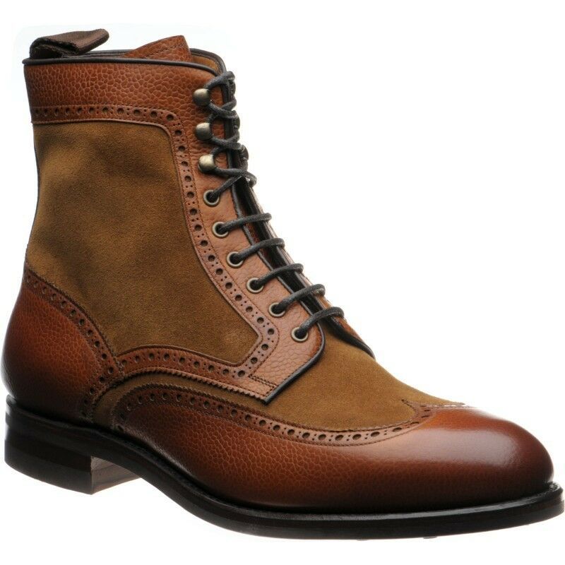 High Ankle Boots Brown Suede Premium Quality Leather Laceup Plain Toe Handmade