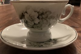 Vintage Footed Porcelana Teacup &amp; Saucer Schmidt Brasil Roses Porcelain Brazil - £5.58 GBP