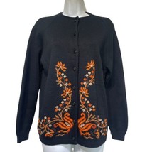 vintage cift geyik Embroidered Hand Knit Button Up Cardigan sweater Size... - £44.93 GBP