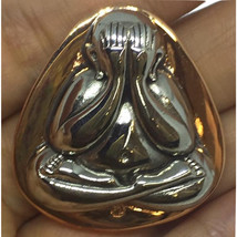 Lp Kambu Mini Phra Pidta Close Eyes Buddha Statue Lucky Charm Talisman Pendant - £43.64 GBP