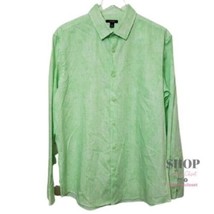 Alfani Men&#39;s Green Button-Down Long Sleeve 100% Cotton Collared Shirt Sz Large - £28.32 GBP