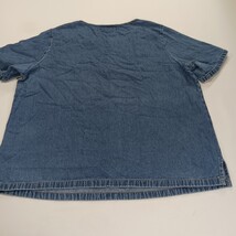 Vintage 90s Silhouettes Chambray  Denim Top Statement Buttons Blue Women's XL  image 14