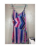 Express Bold Geometric Print Casual Shift Dress Pink Blue Purple Size Me... - $450.03 MXN