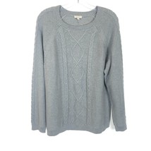 NWT Womens Size XL Talbots Gray 100% Pure Cotton Mixed Cable Knit Sweater - £23.63 GBP