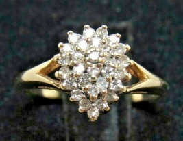 10k Yellow Gold Tear Drop Pear 29 Diamond Cluster Ladie&#39;s Sz 4.5 Ring .5... - £220.24 GBP