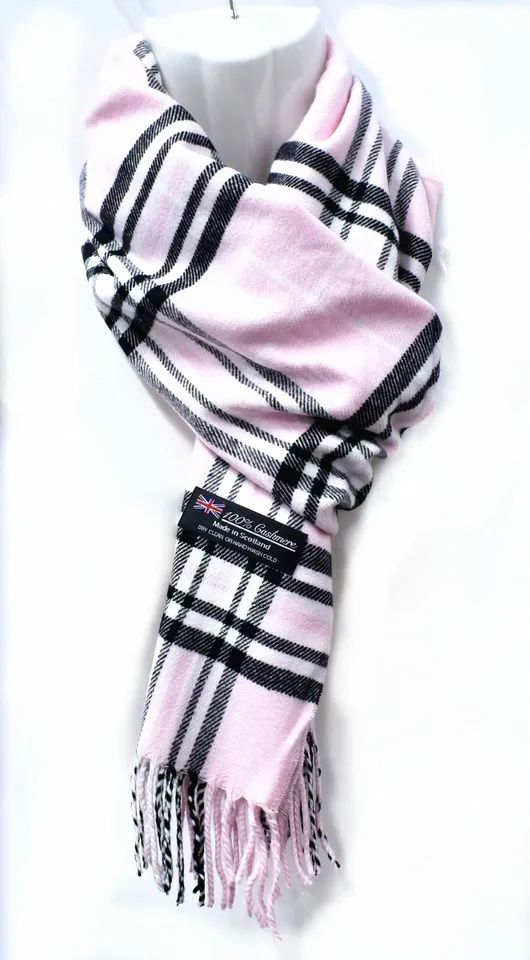 Mens Womens Winter Warm 100% CASHMERE Scarf Scarves Plaid Wool Plaid White - £10.20 GBP