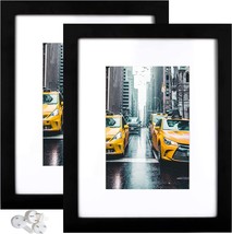 Picture Frame 10x12 Black Picture Frames Set of 2 Display Pictures 7x9 with or 1 - £24.05 GBP