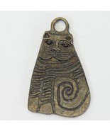 Laurel Burch Signed Shambala Cat Pendant .75&quot; W x 1.3&quot; H Metal Jewelry - €30,85 EUR