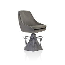 Casemate Industrial Dining Chair - Adjustable Height - Gray Velvet - Pair - £1,932.82 GBP