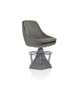 Casemate Industrial Dining Chair - Adjustable Height - Gray Velvet - Pair - £1,896.35 GBP